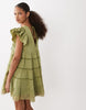 Tie Front V Neck Mini Dress In Olive