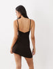 Motel Ginny Asymetric Mini Dress In  Chocolate Brown