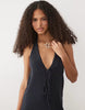 Mango Teen Knitted Halterneck Mini Dress In Charcoal