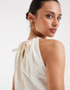 Halter Trapeze Shaped Waist Mini Dress In Cream