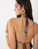 Mesh Halter Keyhole High Low Maxi Dress In Purple Floral Print