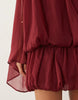 Tie Neck Bubble Mini Dress In Berry