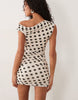 Afrm Chaska Mesh One Shoulder Mini Dress In White Polka Dot