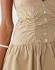 Motel Makana Plunge Mini Dress In Beige