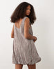Bubble Hem Mini Dress In Mocha And Blue Check