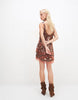 Embellished All Over Structured Mini Dress In Brown