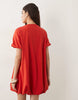 Short Puff Sleeve Bubble Mini Dress In Red