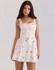 House Of Cb Marianella Print Stretch Cotton Mini Dress In Cream Rose