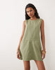 Threadbare Denim Sleeveless Mini Dress In Sage