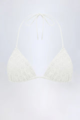 Broderie Anglaise Triangle Bikini Top in White