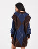 Muse Assembly Knitted Lucie Mini Dress In Brown Blue Check