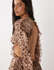 The Dolls House Circa  Premium Chiffon Cut Out Ruffle Trim High Low Maxi Dress In Leopard Print