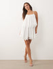 Fashionkilla Exclusive Lace Trim Ruffle Tiered Lace Up Back Detail Mini Dress In White