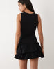 Fashionkilla Exclusive Cotton Rich Sleeveless Drop Waist Ruffle Hem Mini Dress In Black