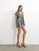 Topshop Long Sleeve Ruffle Mini Dress With Scarf Wrap Detail In Petrol Blue
