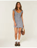 Hollister Tall Cap Sleeve Button Mini Dress In Navy Plaid