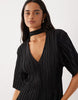 Plisse Mini Dress With Scarf Detail In Black