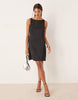 Vila Slash Neck Satin Mini Dress In Black