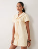 Miss Selfridge Collared Poplin Mini Dress With Tie Detail In Buttermilk