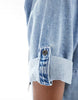 Noisy May Rolled Sleeve Denim Mini Dress In Light Blue Wash