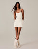 Bershka Shimmery Rustic Mini Dress In Ecru