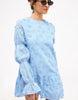 Na-Kd Sleeve Detail Deep Back Dress In Light Blue