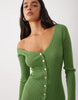 Kaiia Exclusive Knitted Asymmetric Neckline Button Through Maxi Dress In Green