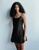Pull&Bear Short Satin Strappy Dress In Black