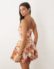 Asos Luxe Floral Jacquard Bandeau Bubble Hem Mini Dress
