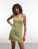 Reclaimed Vintage Crochet Knit Mini Dress In Peppermint