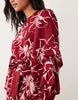 Wednesday'S Girl Tie Waist Long Sleeve Mini Dress In Fig Floral Print