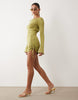 Flook The Label Freya Knitted Mini Beach Dress In Olive