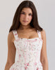 House Of Cb Marianella Print Stretch Cotton Mini Dress In Cream Rose