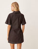 Fitted Denim Shirt Dress In Dark Chocolate