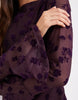 Flocked Floral Mini Dress With Flute Sleeve In Fig