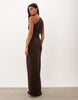 One Shoulder Jersey Maxi Dress In Chocolate
