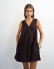 Topshop Denim Cord Pinny V Neck Mini Dress In Chocolate