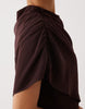 Fallen Shoulder Slinky Midi Dress In Chocolate