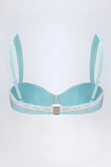 Broderie Anglaise Underwired Balconette Bikini Top in Powder Blue