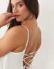 Fashionkilla Exclusive Lace Trim Ruffle Tiered Lace Up Back Detail Mini Dress In White