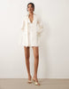 Tfnc Satin Scarf Detail V Neck With Shoulder Pad Detail Mini Dress In Ivory