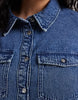 Vero Moda Curve Short Sleeve Button Front Denim Mini Dress In Medium Blue Wash