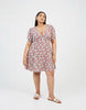 Brave Soul Curve Floral Puff Sleeve V-Neck Mini Dress In Red