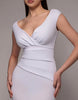 Goddiva Bardot Pleated Maxi Dress In White