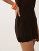 Miss Selfridge Crochet Halter Mini Dress In Chocolate Brown