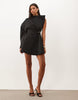 Gold Hardware Structured Mini Dress In One Shoulder In Black Scuba-Style Fabric