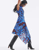 River Island Satin Zebra Print Midi Dress In Blue - Dark