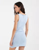 Knitted Cotton Blend Shift Dress In Light Blue