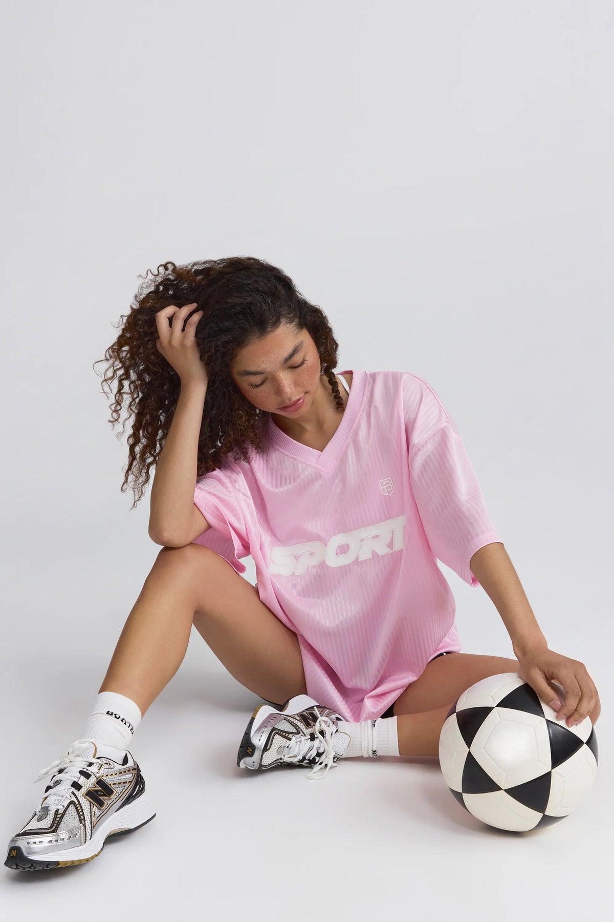 Piqué Jersey Oversized T-Shirt in Baby Pink