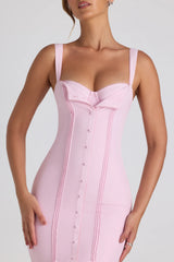 Button-Detail Midaxi Dress in Soft Pink